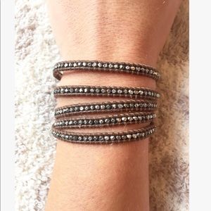 Chan Luu gold and leather wrap bracelet